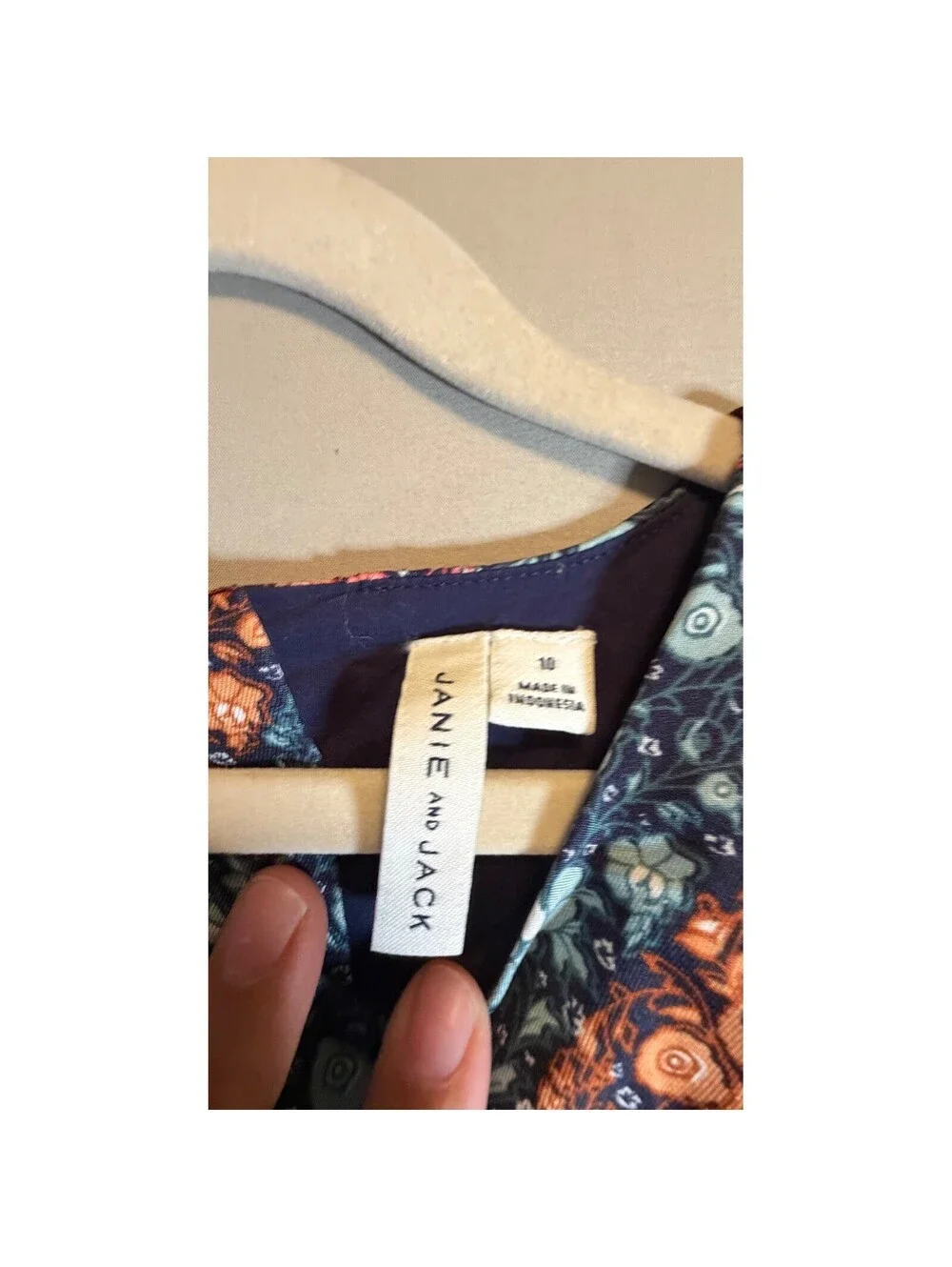Janie and Jack Girls Floral Stripe Flutter Sleeve Ruffle Dress Navy Blue Size 10